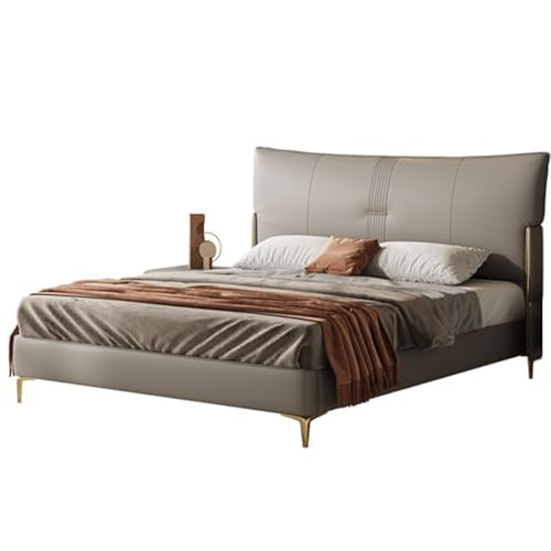 Modern Leather Queen Platform Bed