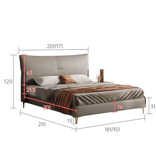 Modern Leather Queen Platform Bed