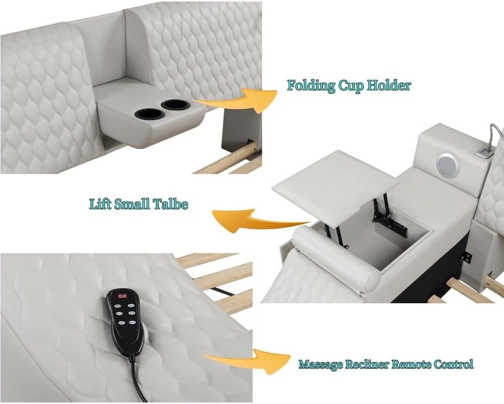 King Smart Multifunctional Leather Bed Frame