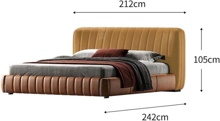 Vintage Brown Full Upholstered Bed Frame