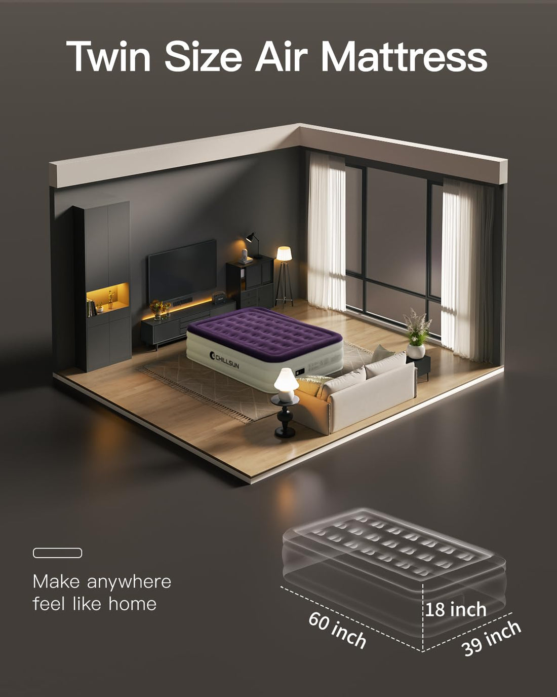 CHILLSUN Queen Air Mattress with Pump