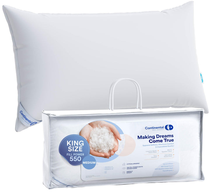 Firm Goose Down Pillows – Queen (Set of 2)