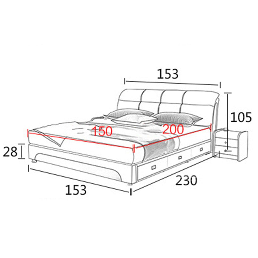 Modern Luxury Leather Queen Bed Frame