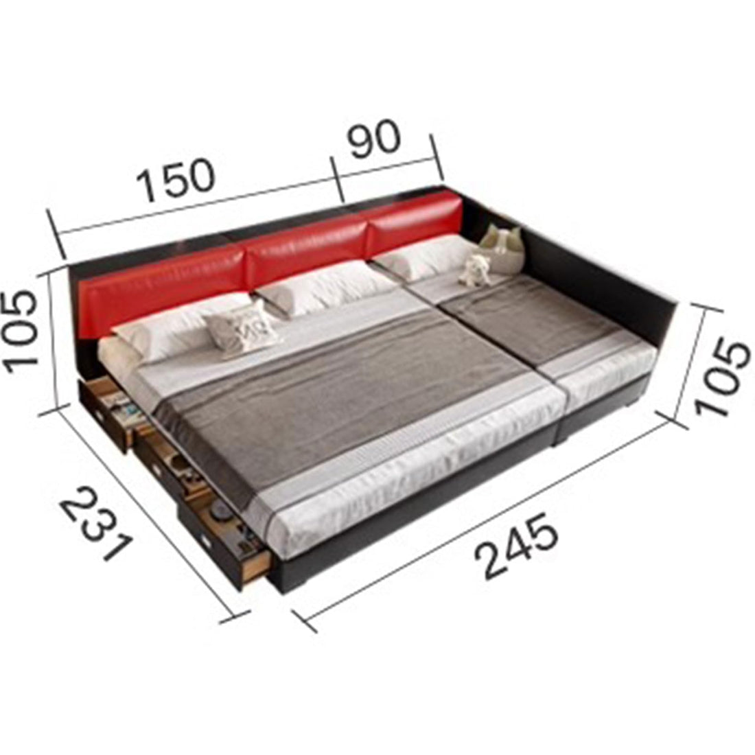 Modern Leather Queen Platform Bed