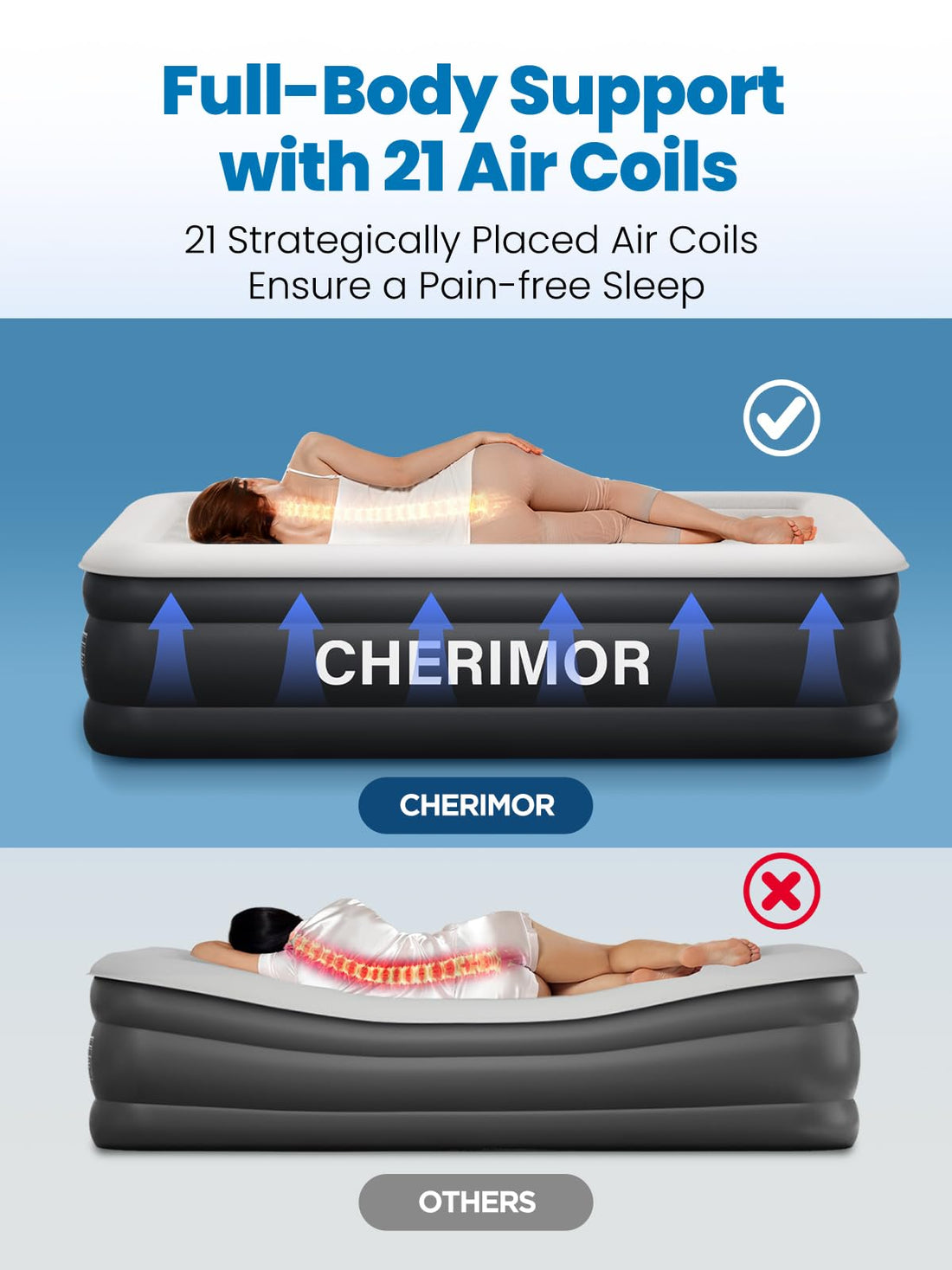 Queen Air Mattress with Built-In Pump – 18” Raised