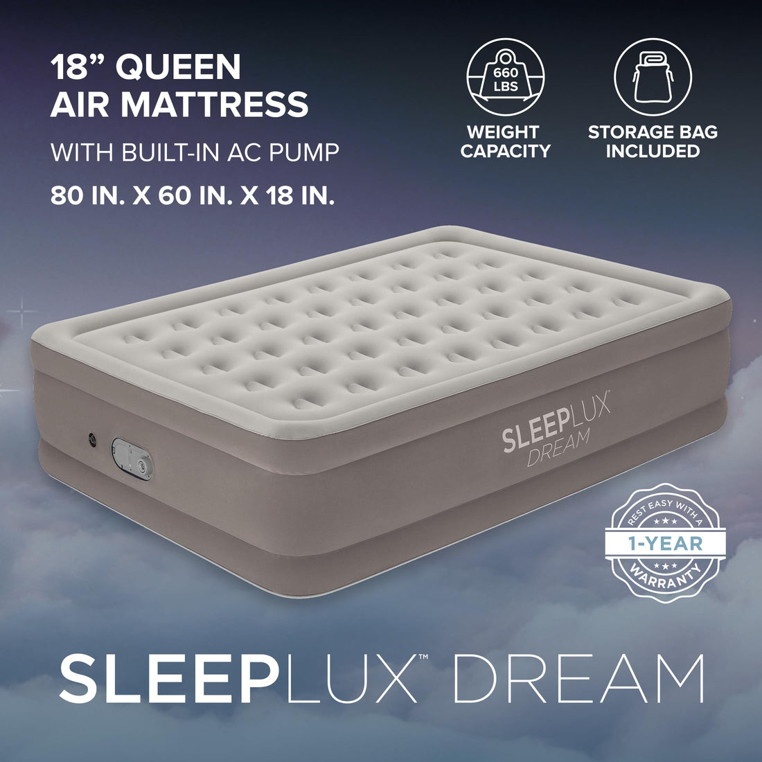 SLEEPLUX Dream Queen Air Mattress with Dual Pump