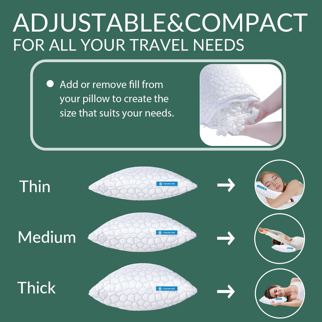 QUTOOL Queen Cooling Memory Foam Pillows – Set of 2
