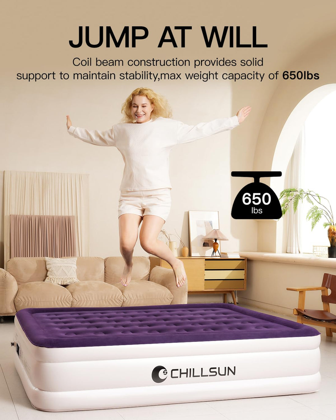 CHILLSUN Queen Air Mattress with Pump