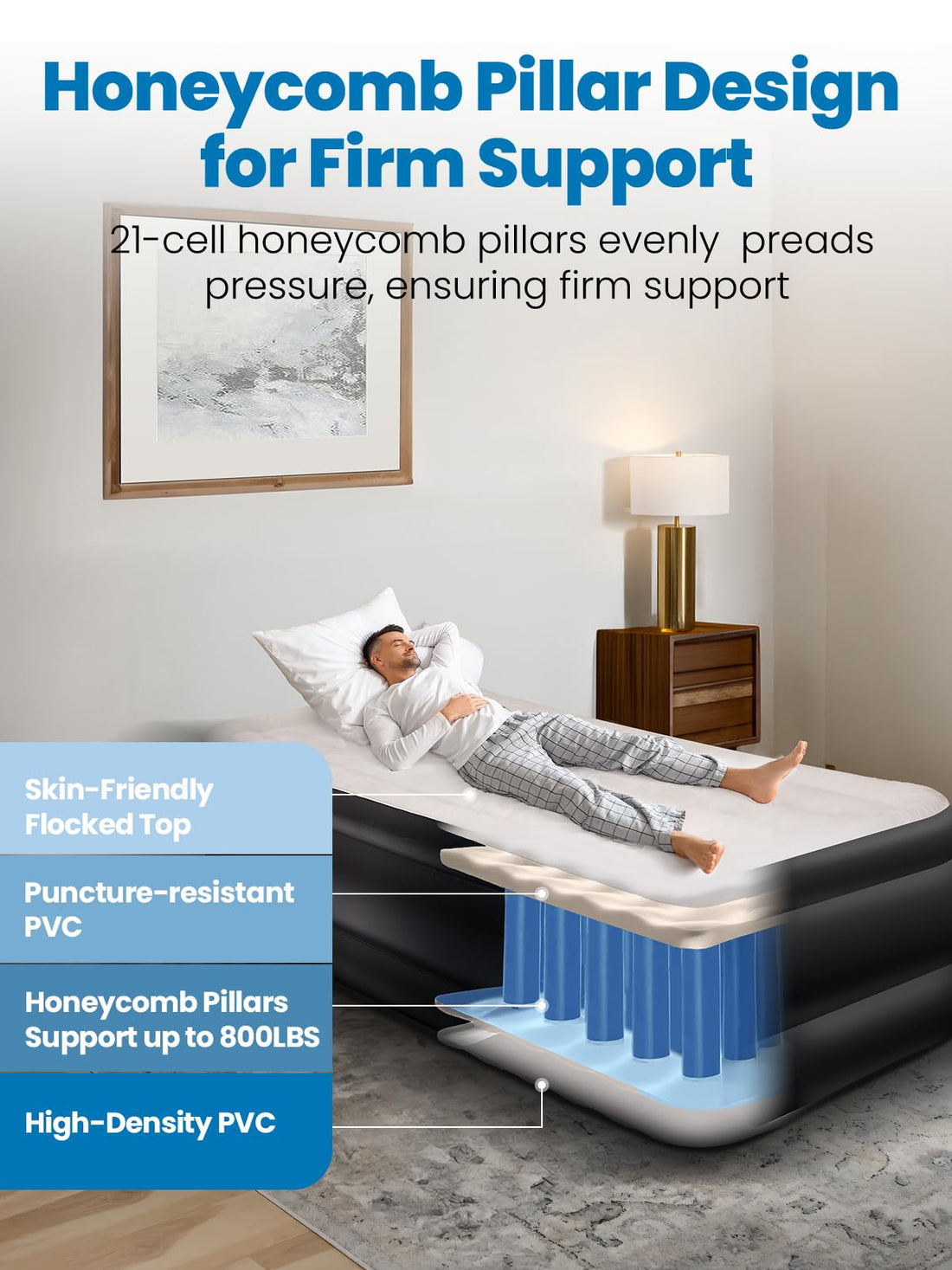 Queen Air Mattress with Built-In Pump – 18” Raised
