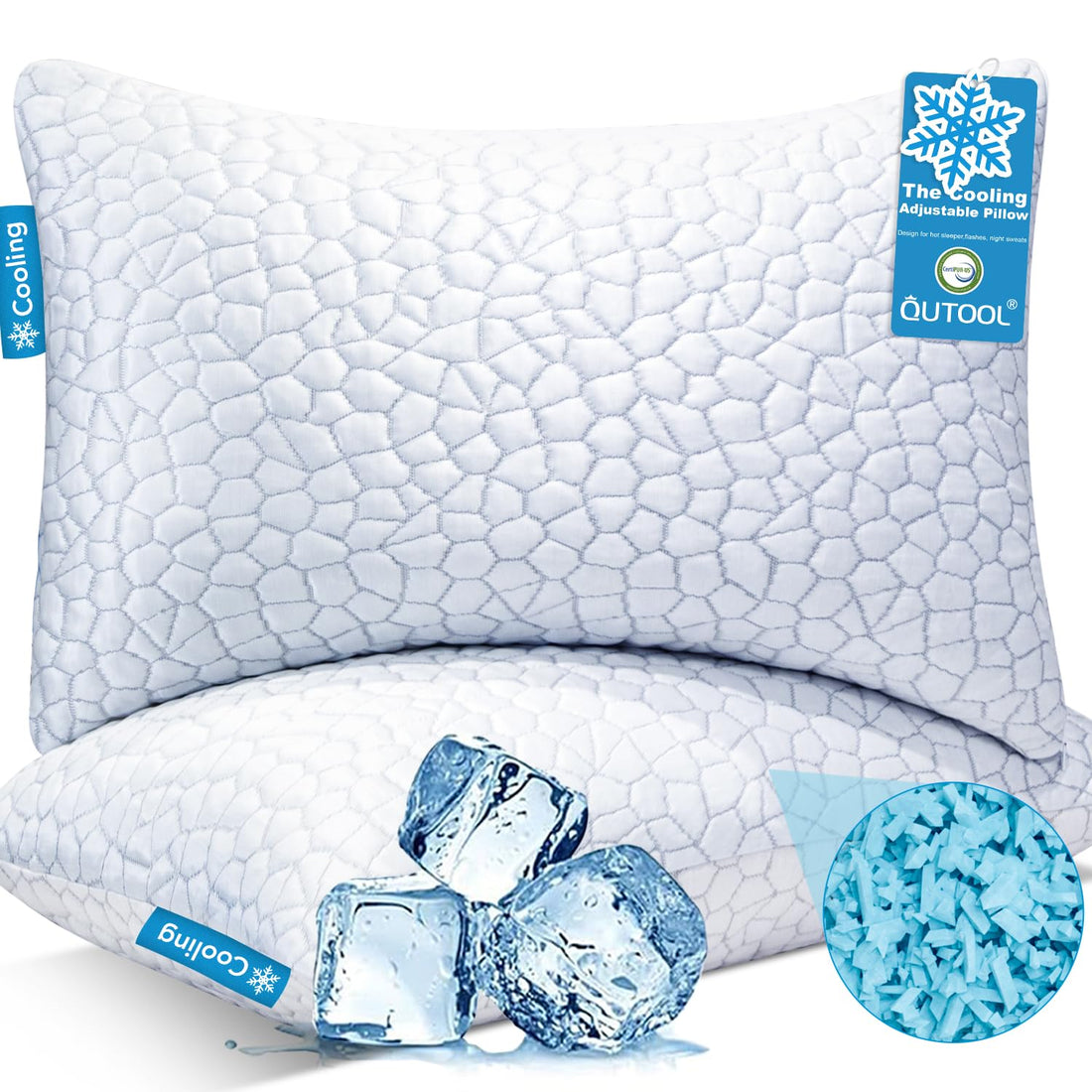 QUTOOL Queen Cooling Memory Foam Pillows – Set of 2