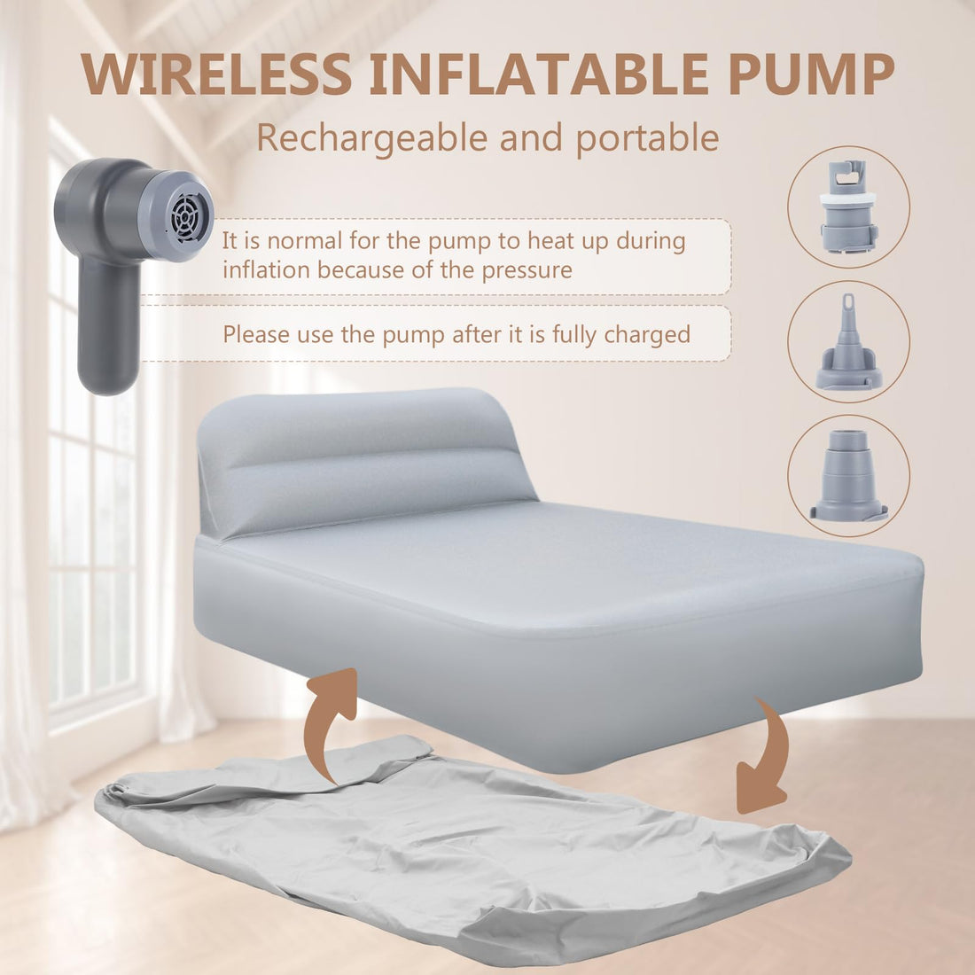 Queen Air Mattress with Wireless Pump
