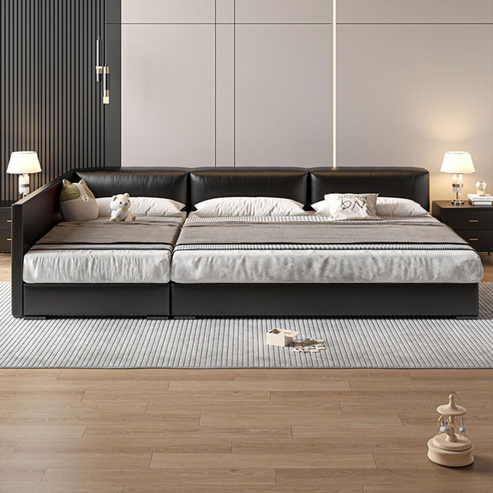 Modern Leather Queen Platform Bed