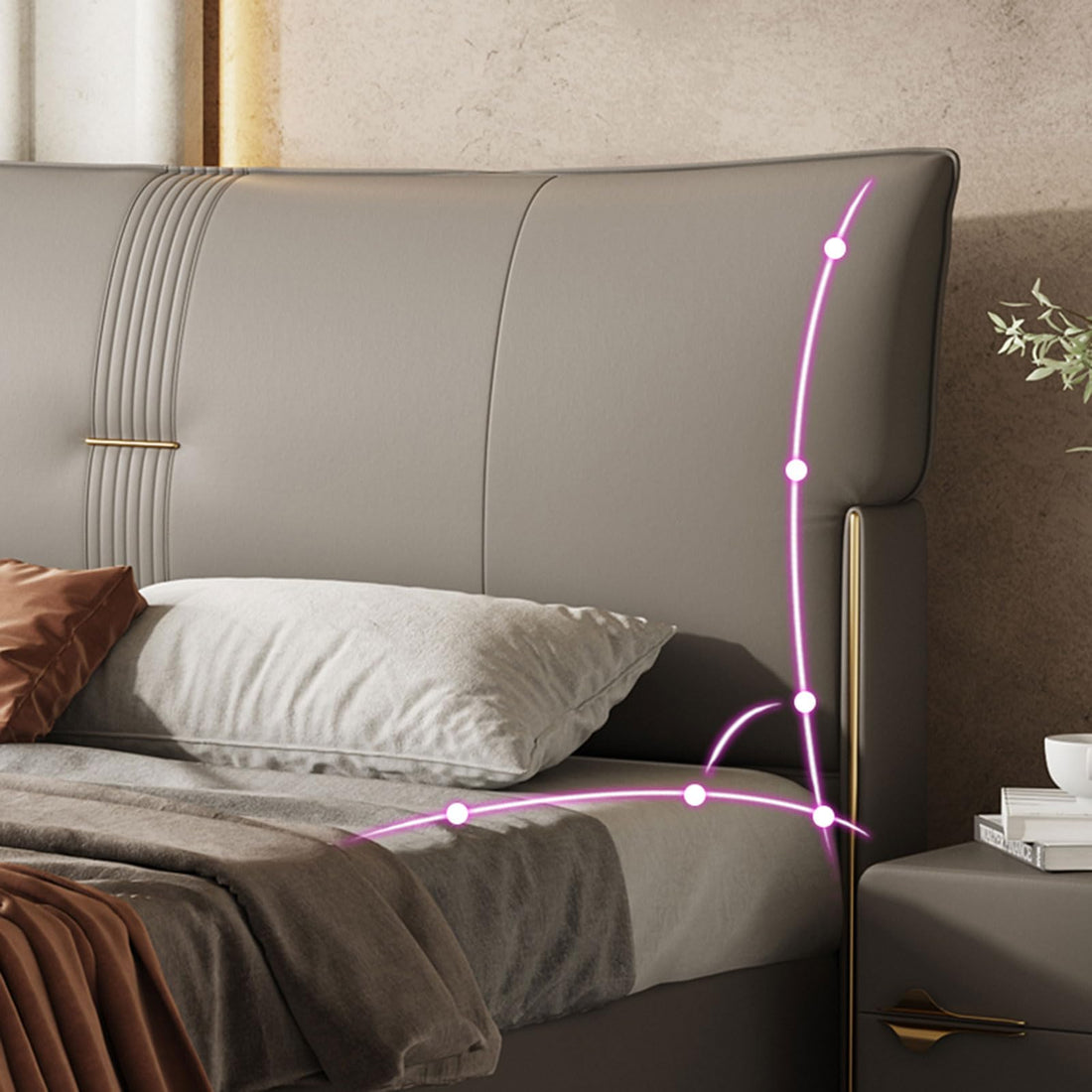 Modern Leather Queen Platform Bed