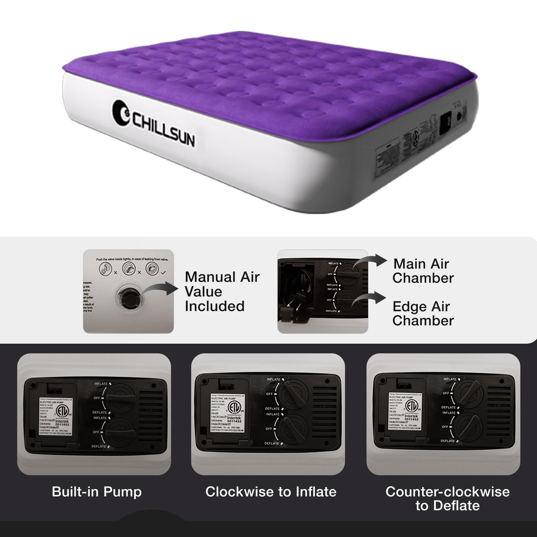 CHILLSUN Queen Air Mattress with Pump