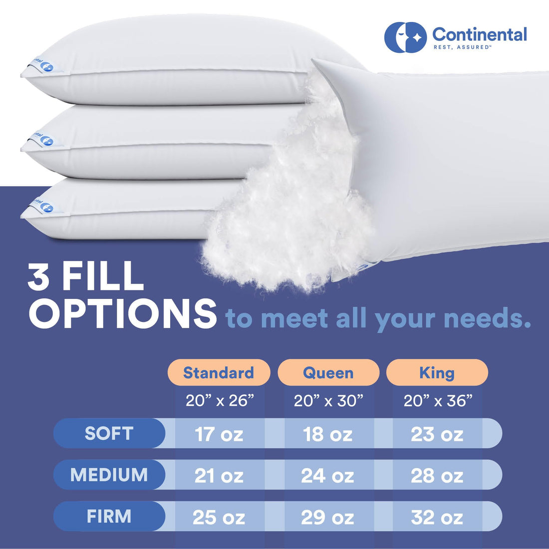 Continental Harmony White Down Pillow – King (Pack of 2)