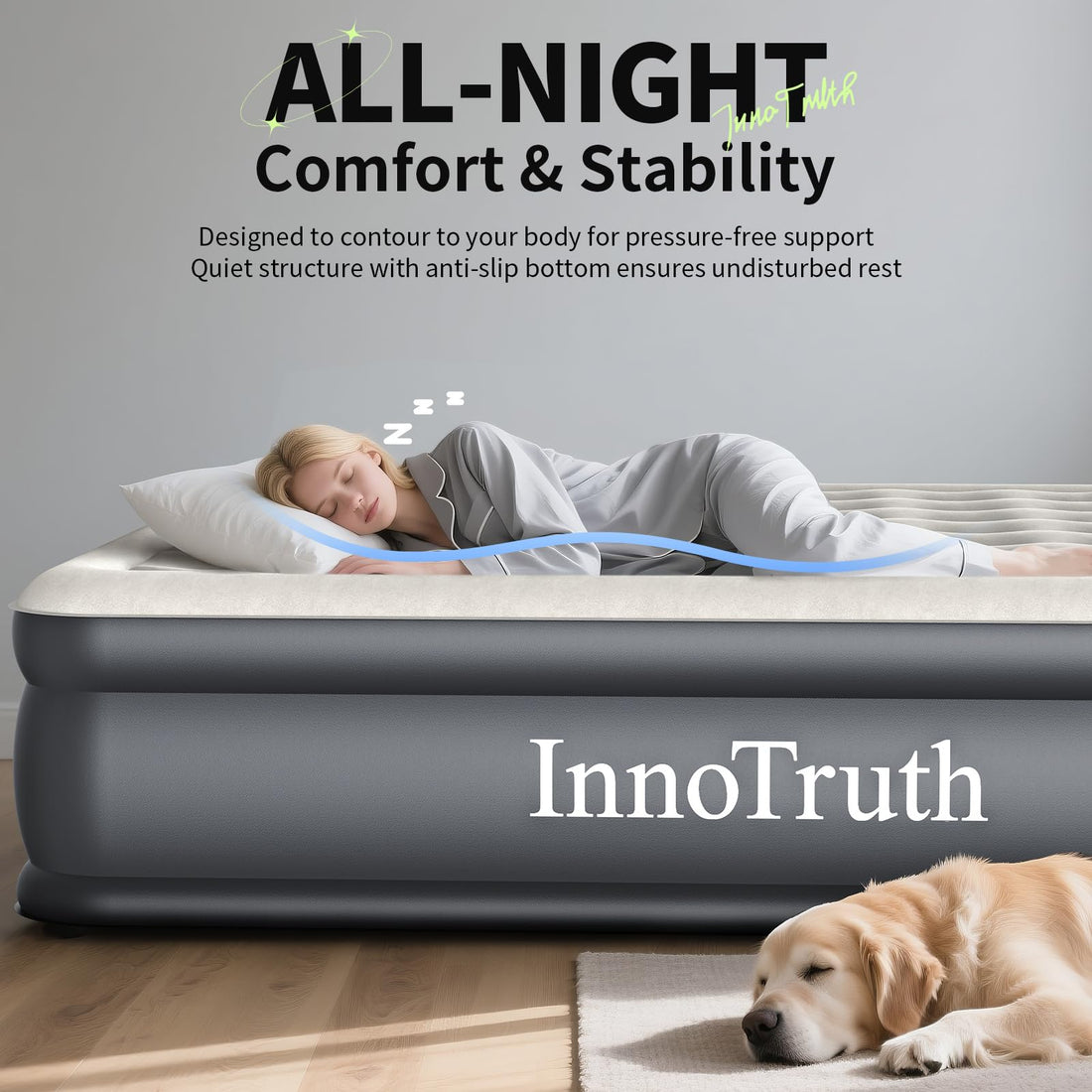 InnoTruth Queen Air Mattress with Built-In Pump