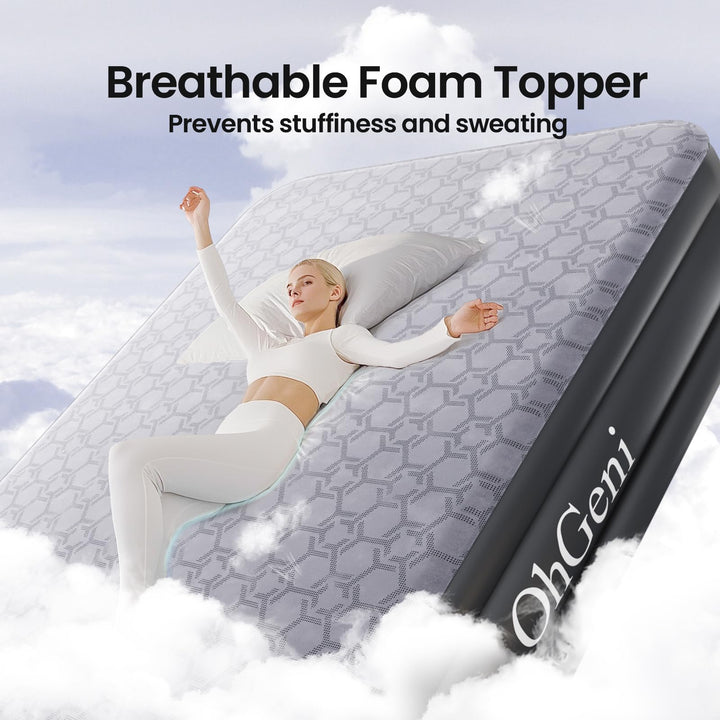 OhGeni 18" Queen Air Mattress with Pump