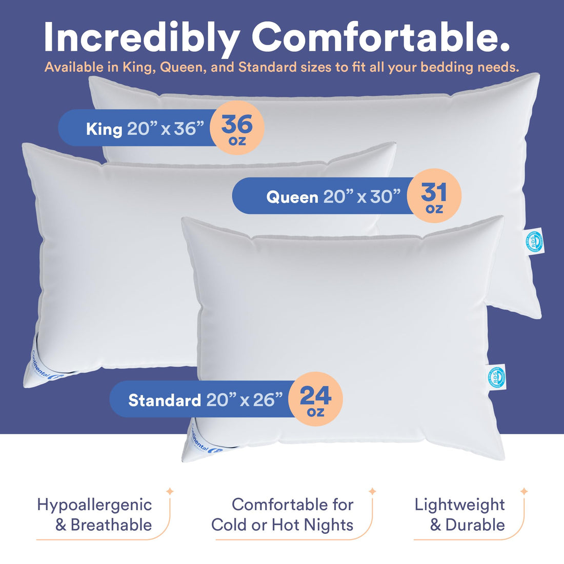 Continental Harmony White Down Pillow – King (Pack of 2)