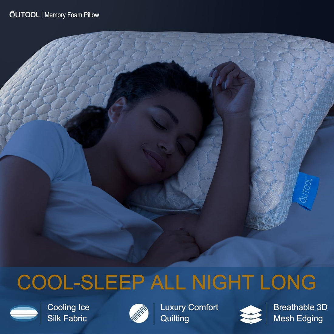 QUTOOL Queen Cooling Memory Foam Pillows – Set of 2