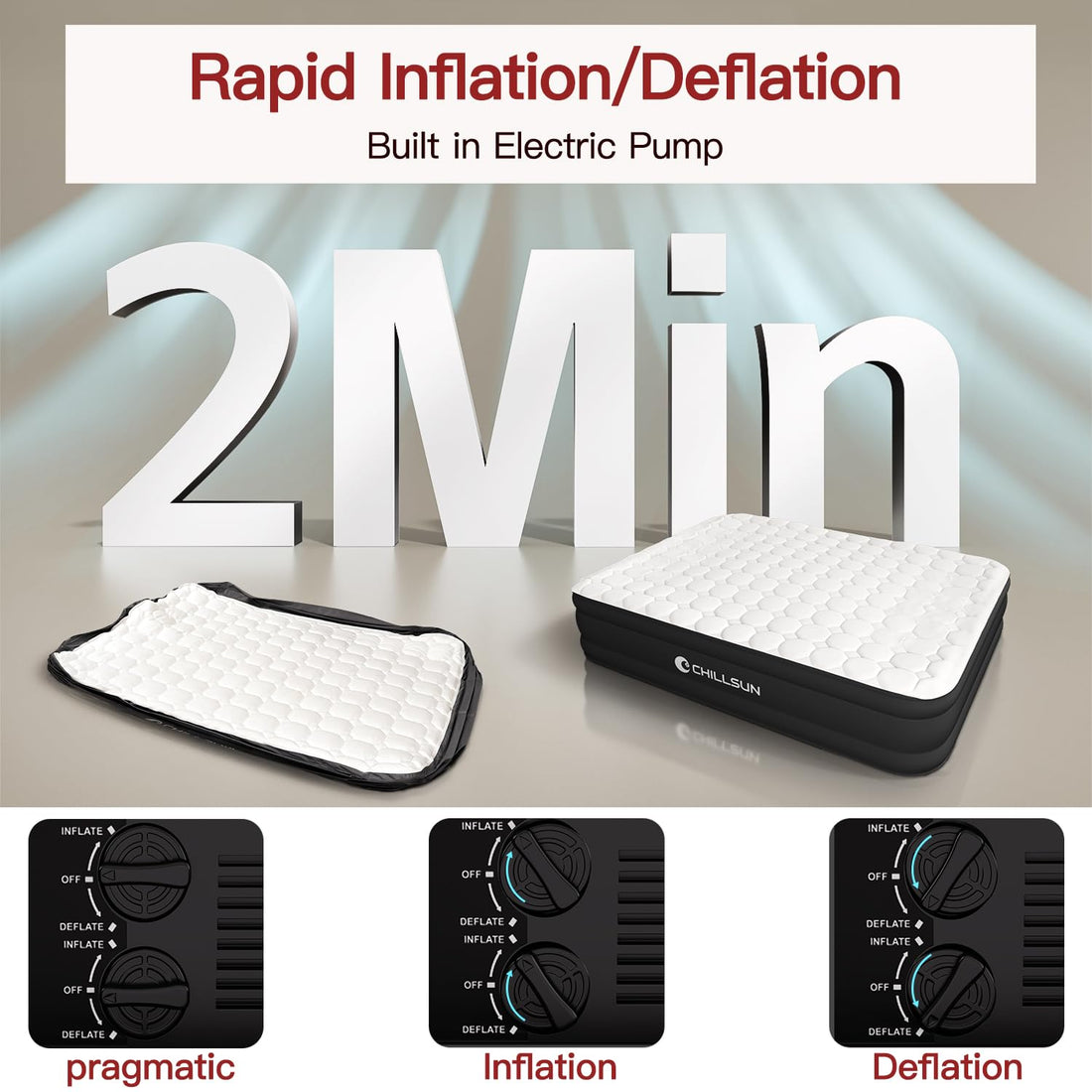 CHILLSUN Queen Air Mattress with Pump