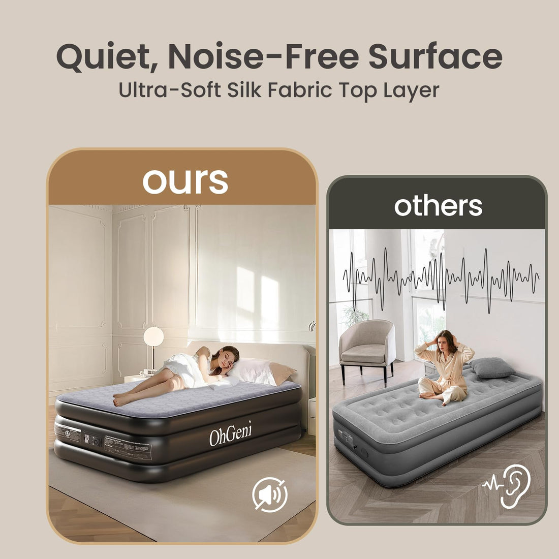 OhGeni 18" Queen Air Mattress with Pump