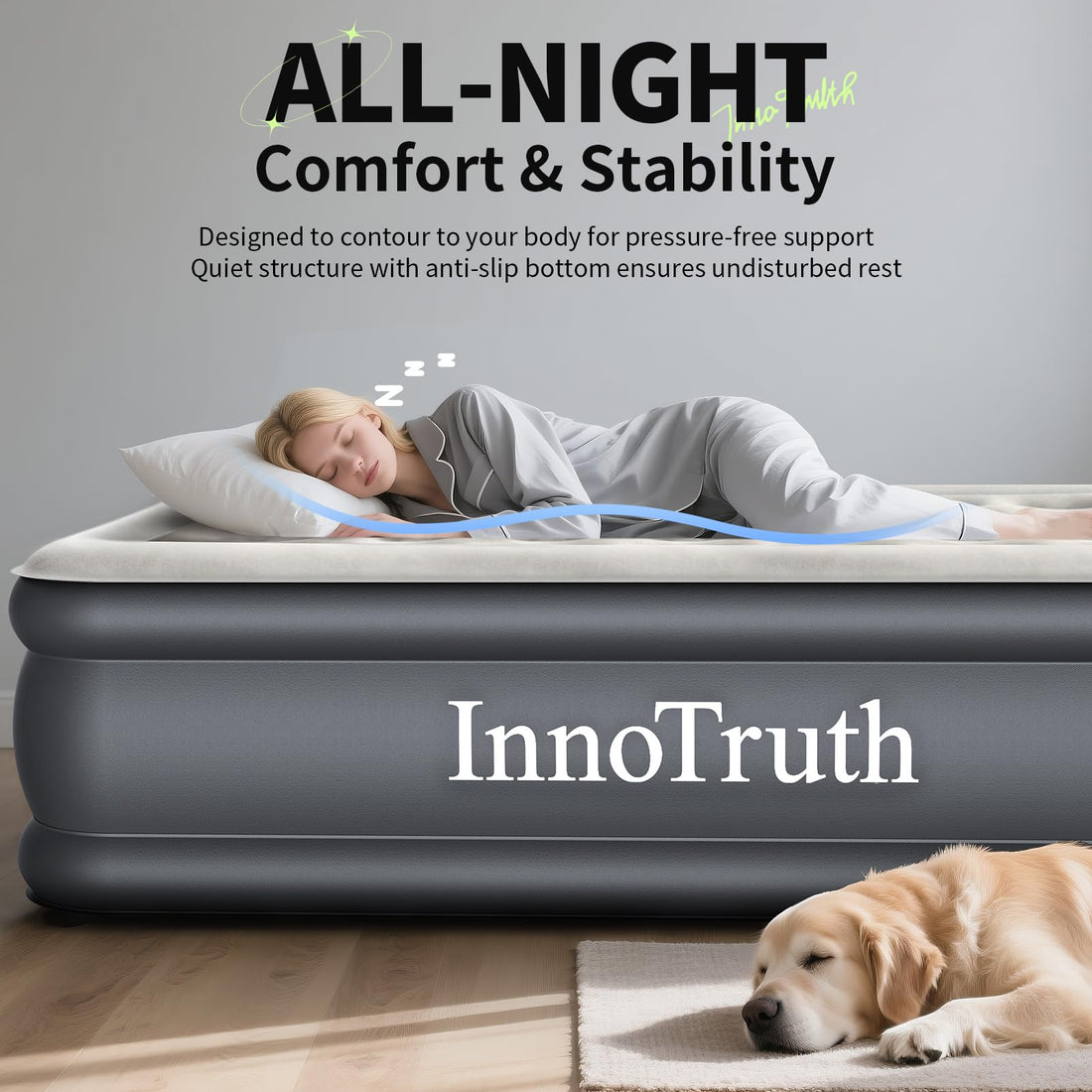 InnoTruth Queen Air Mattress with Built-In Pump