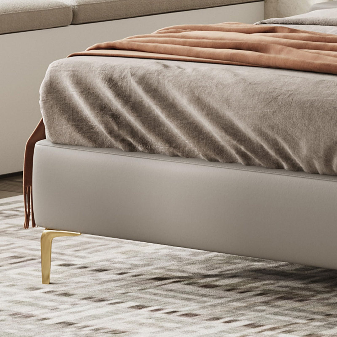 Modern Leather Queen Platform Bed