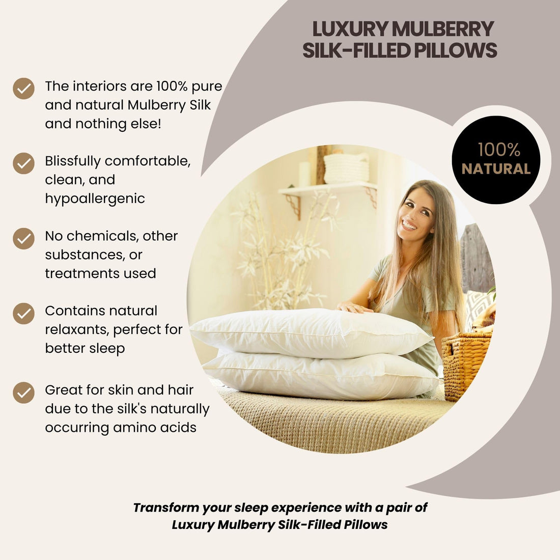 Pair of Luxury Silk Pillows – King