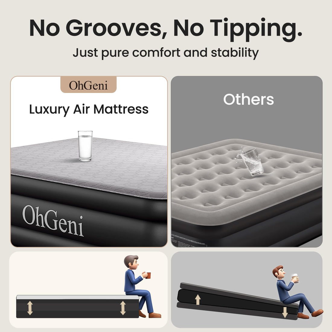 OhGeni 18" Queen Air Mattress with Pump