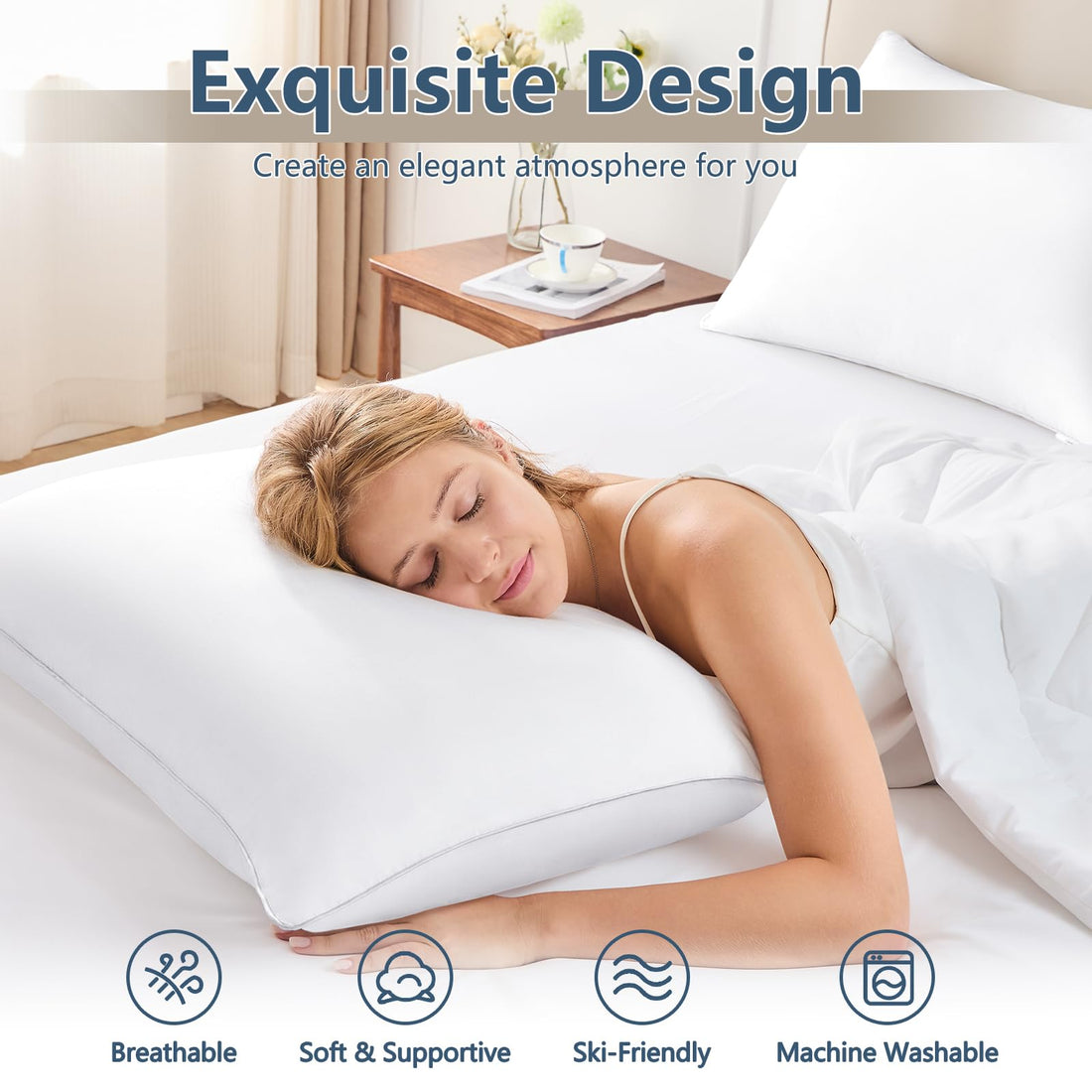CozyLux Queen Bed Pillows – Set of 2