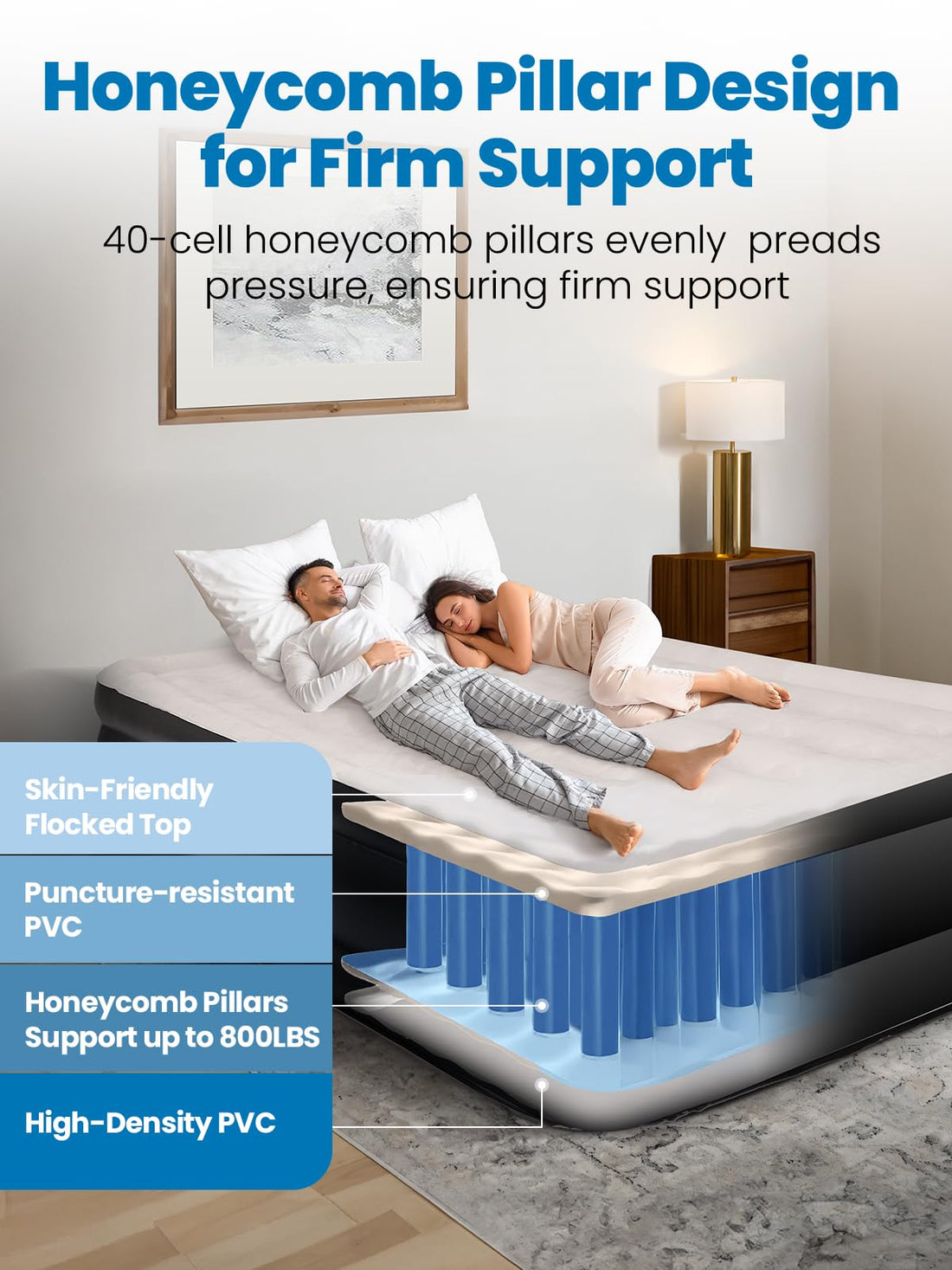 Queen Air Mattress with Built-In Pump – 18” Raised