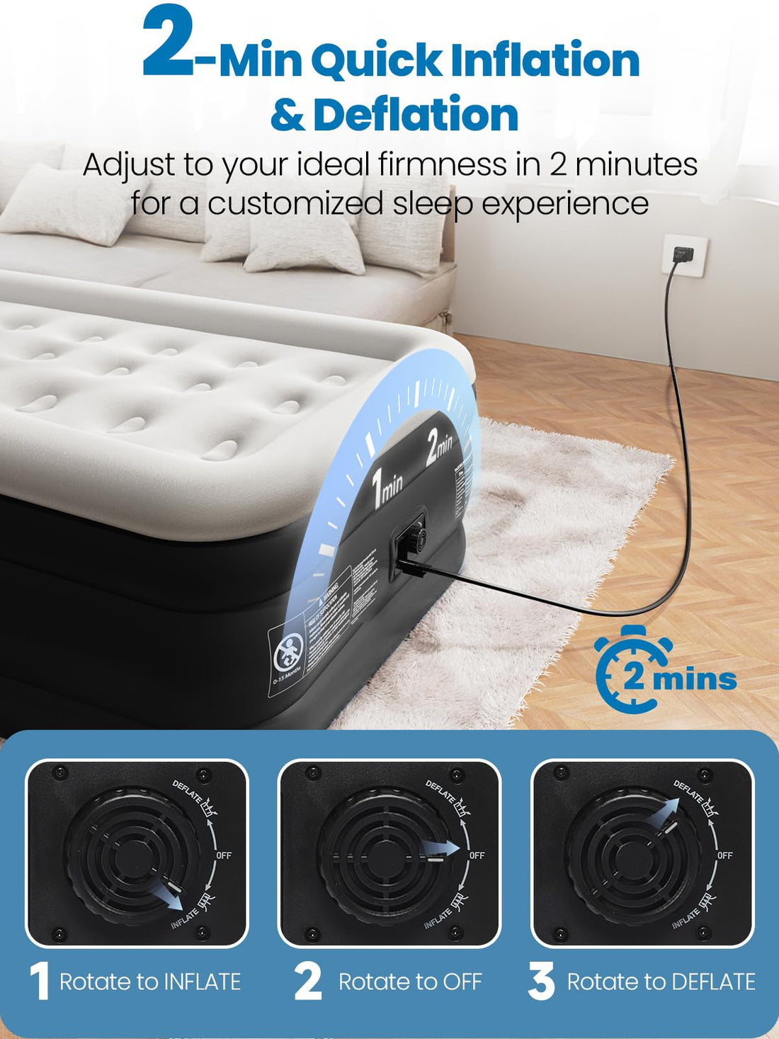 Queen Air Mattress with Built-In Pump – 18” Raised
