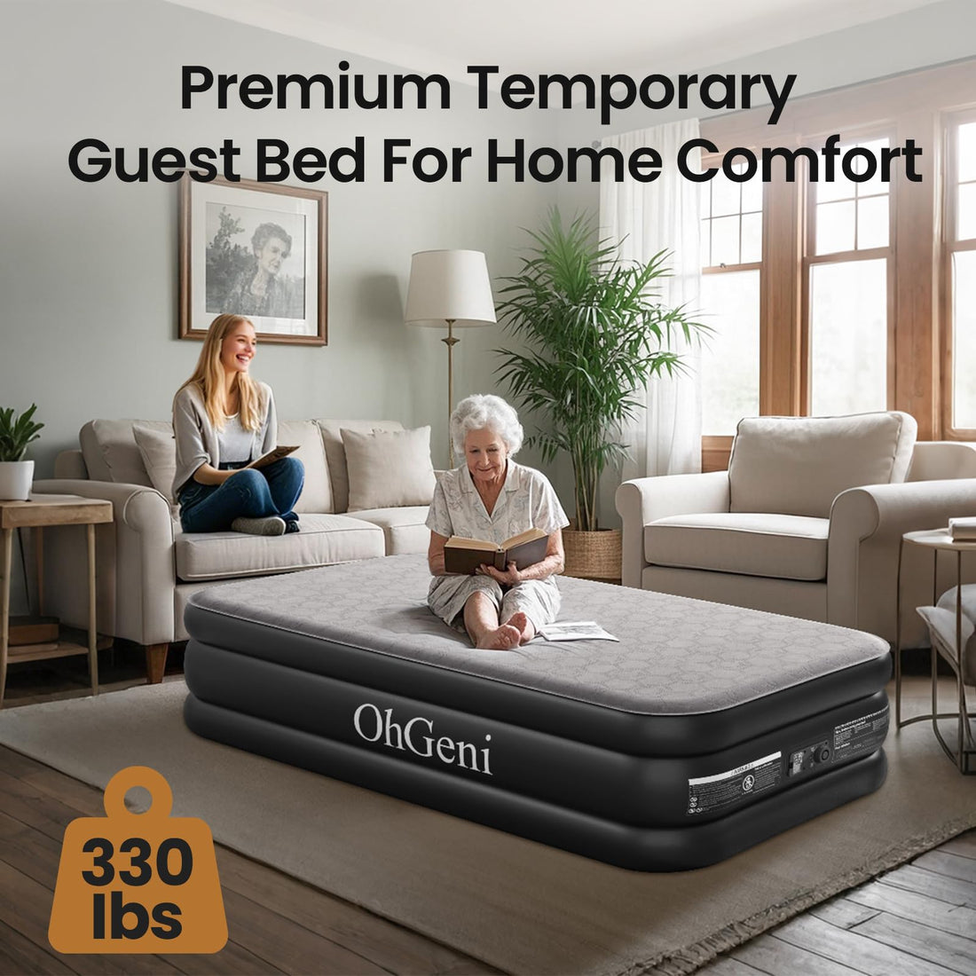 OhGeni 18" Queen Air Mattress with Pump