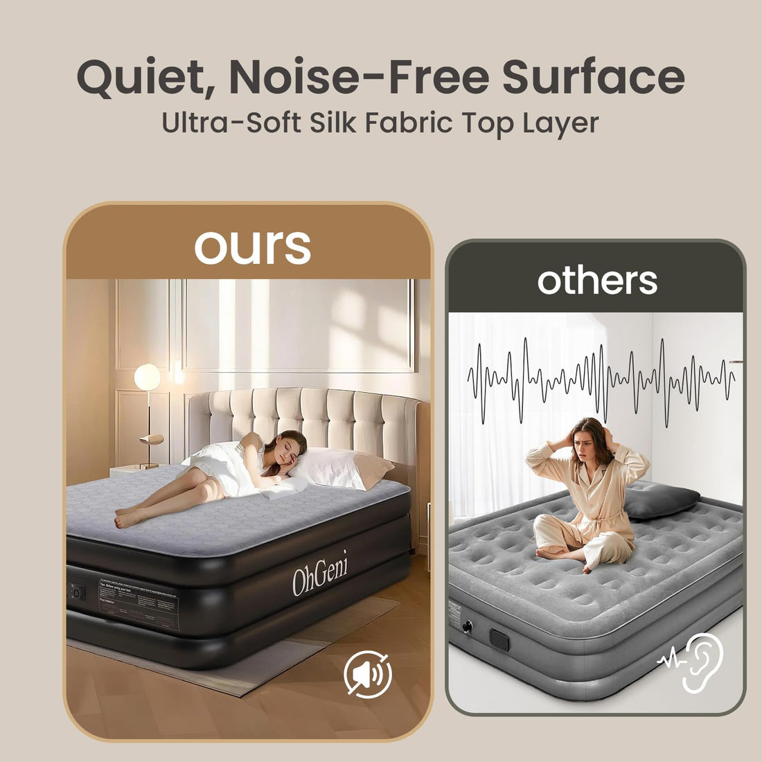 OhGeni 18" Queen Air Mattress with Pump