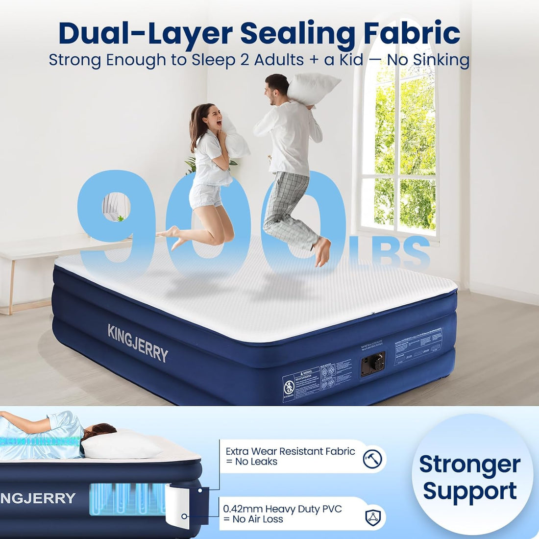 KINGJERRY Queen Air Mattress with Pump