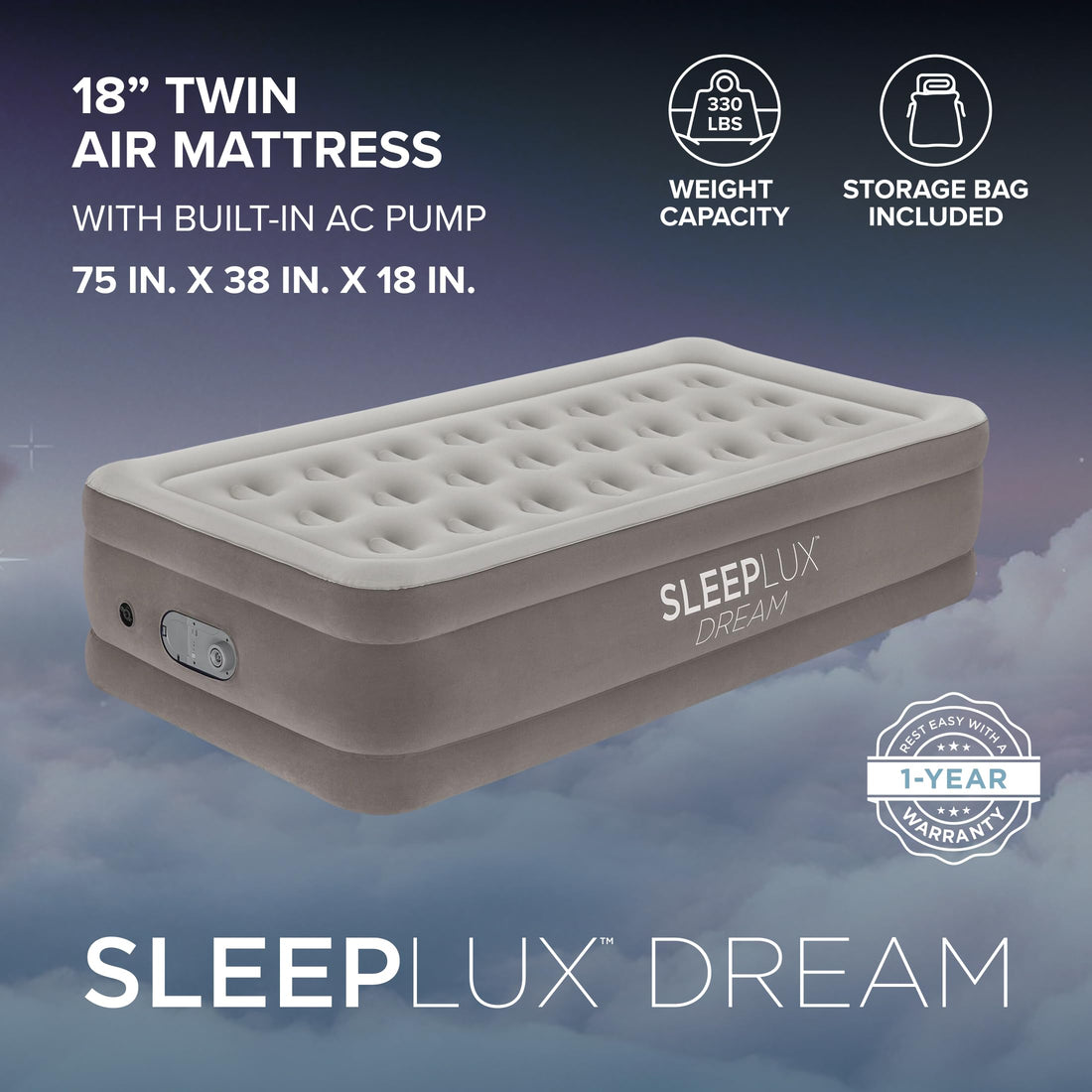 SLEEPLUX Dream Queen Air Mattress with Dual Pump