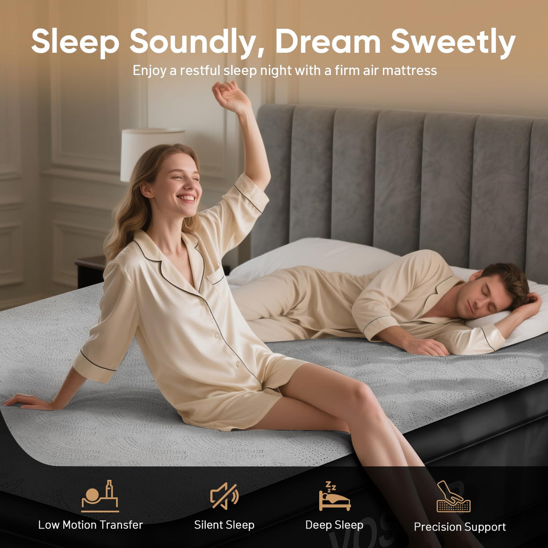 Queen Air Mattress with Built-In Pump & Foam Topper