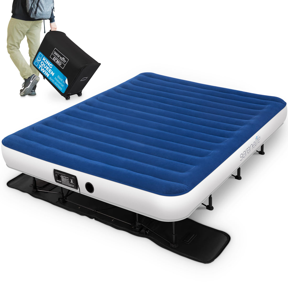 SereneLife EZ Bed Twin Air Mattress with Frame