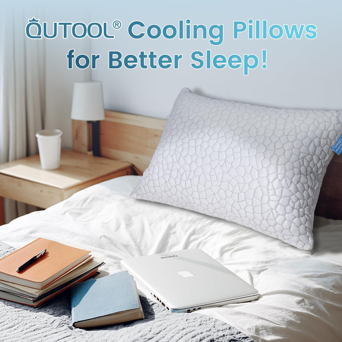 QUTOOL Queen Cooling Memory Foam Pillows – Set of 2
