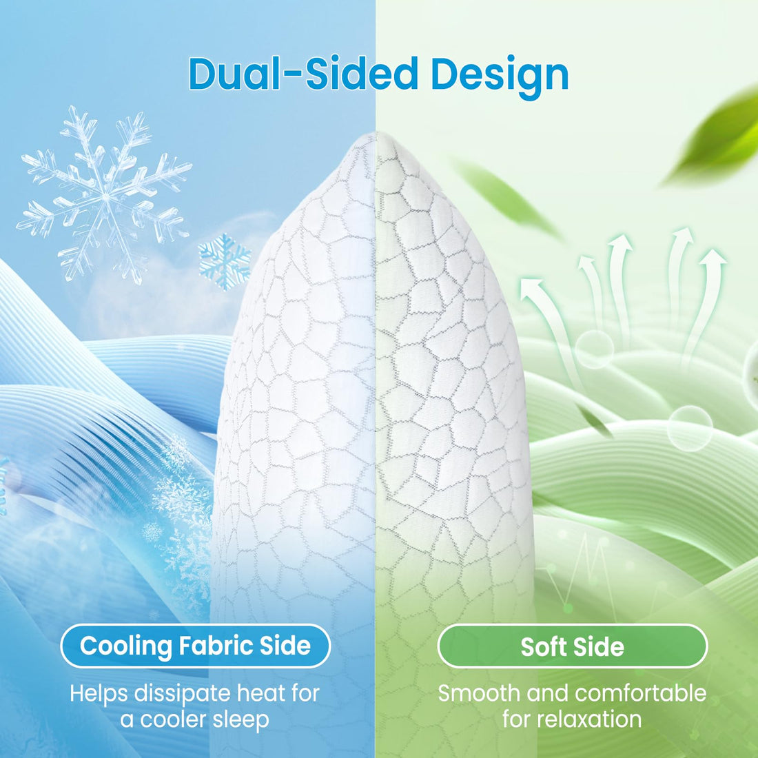 QUTOOL Queen Cooling Memory Foam Pillows – Set of 2