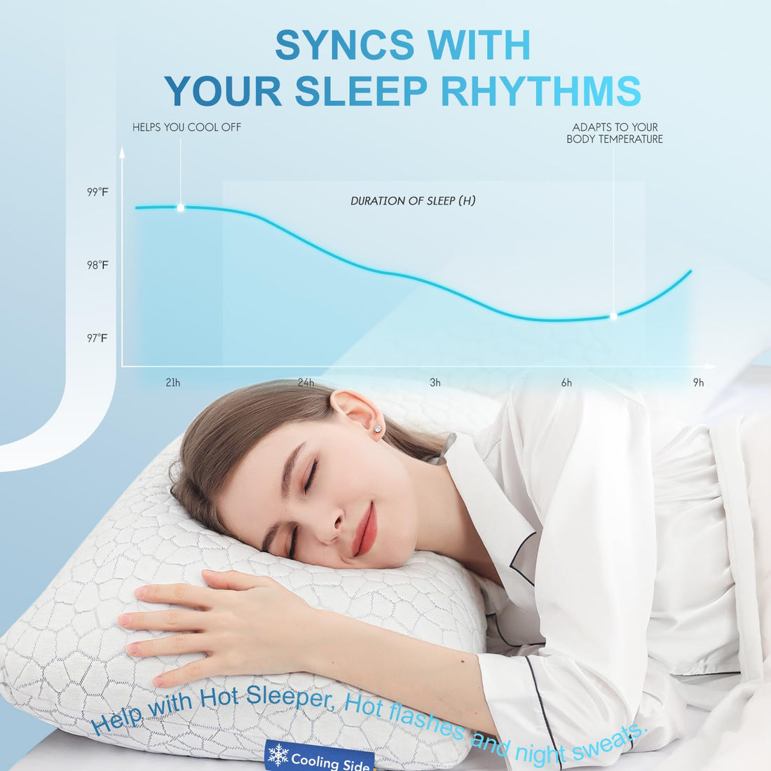 QUTOOL Queen Cooling Memory Foam Pillows – Set of 2