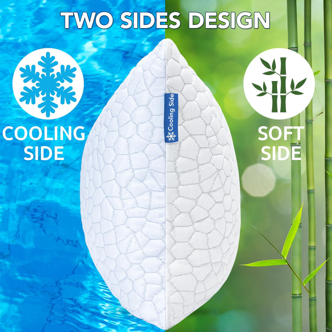 QUTOOL Queen Cooling Memory Foam Pillows – Set of 2