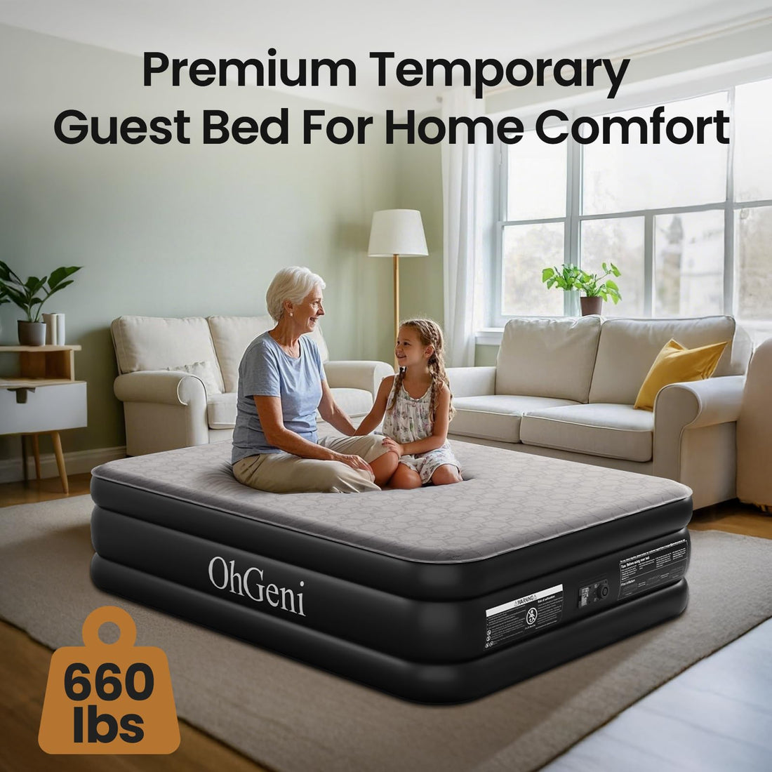 OhGeni 18" Queen Air Mattress with Pump