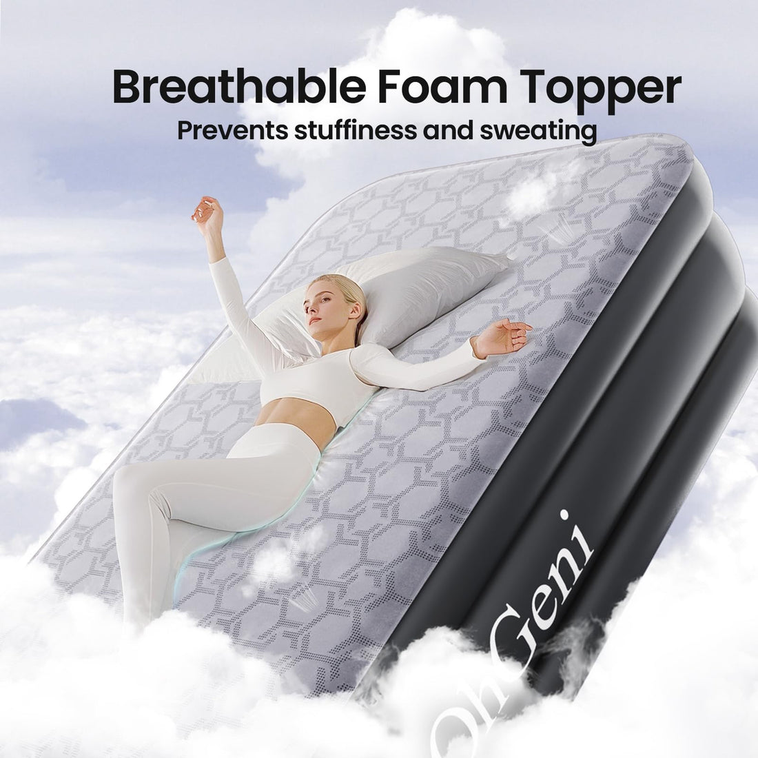 OhGeni 18" Queen Air Mattress with Pump