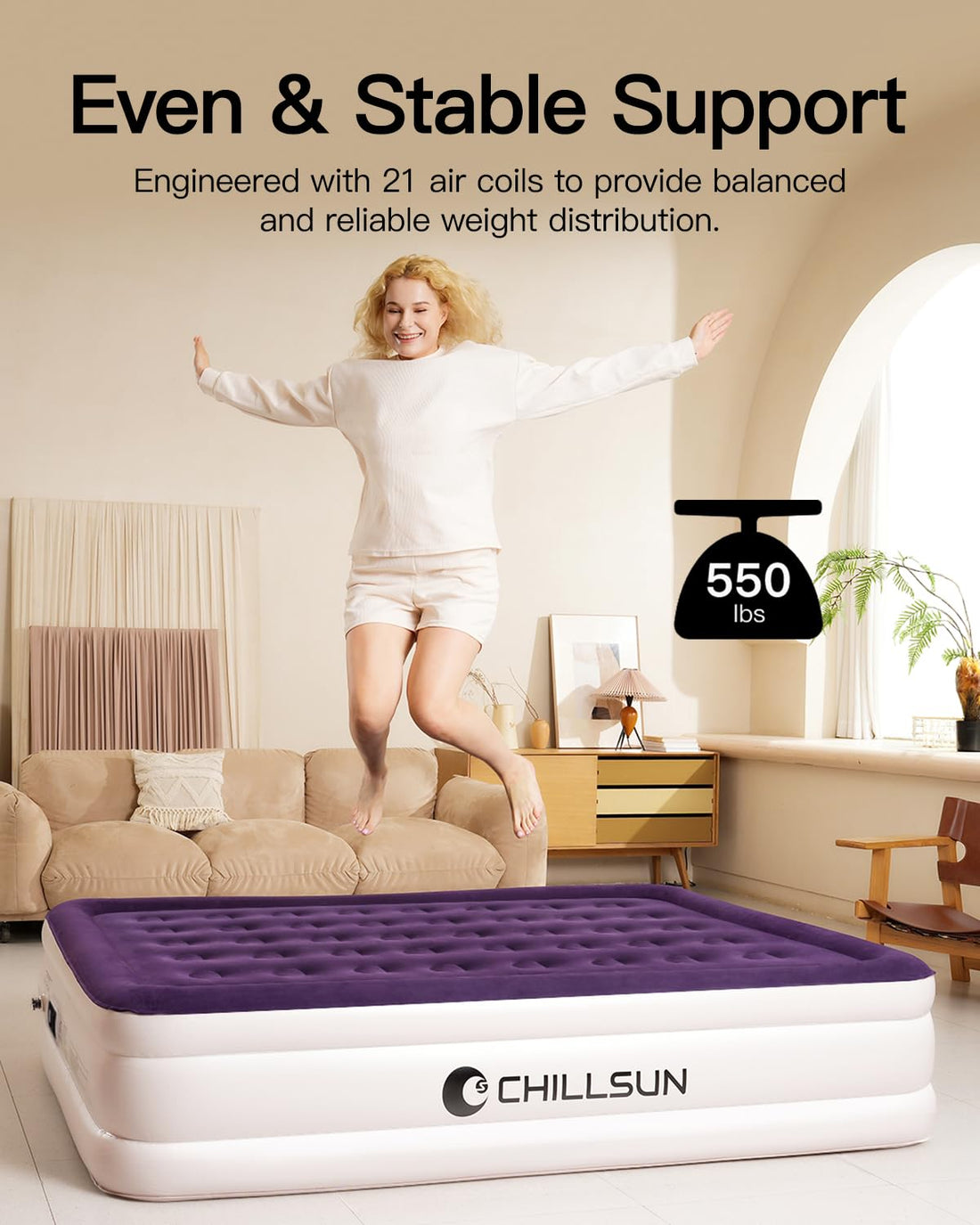 CHILLSUN Queen Air Mattress with Pump