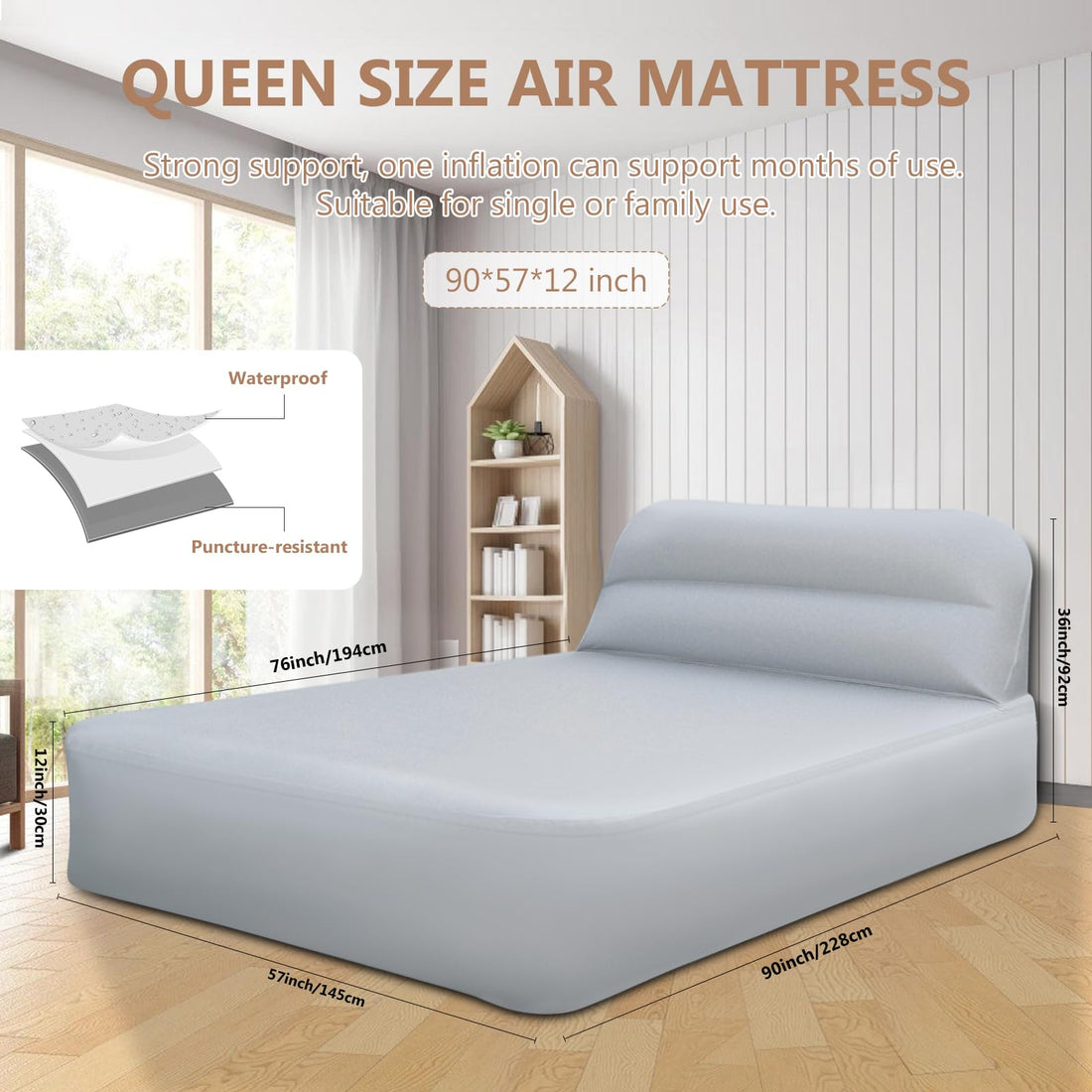 Queen Air Mattress with Wireless Pump