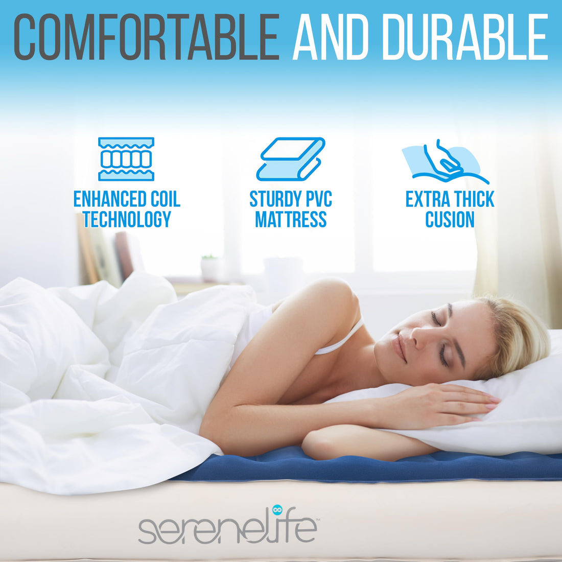 SereneLife EZ Bed Twin Air Mattress with Frame