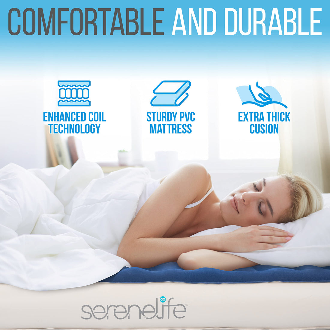 SereneLife EZ Bed Twin Air Mattress with Frame
