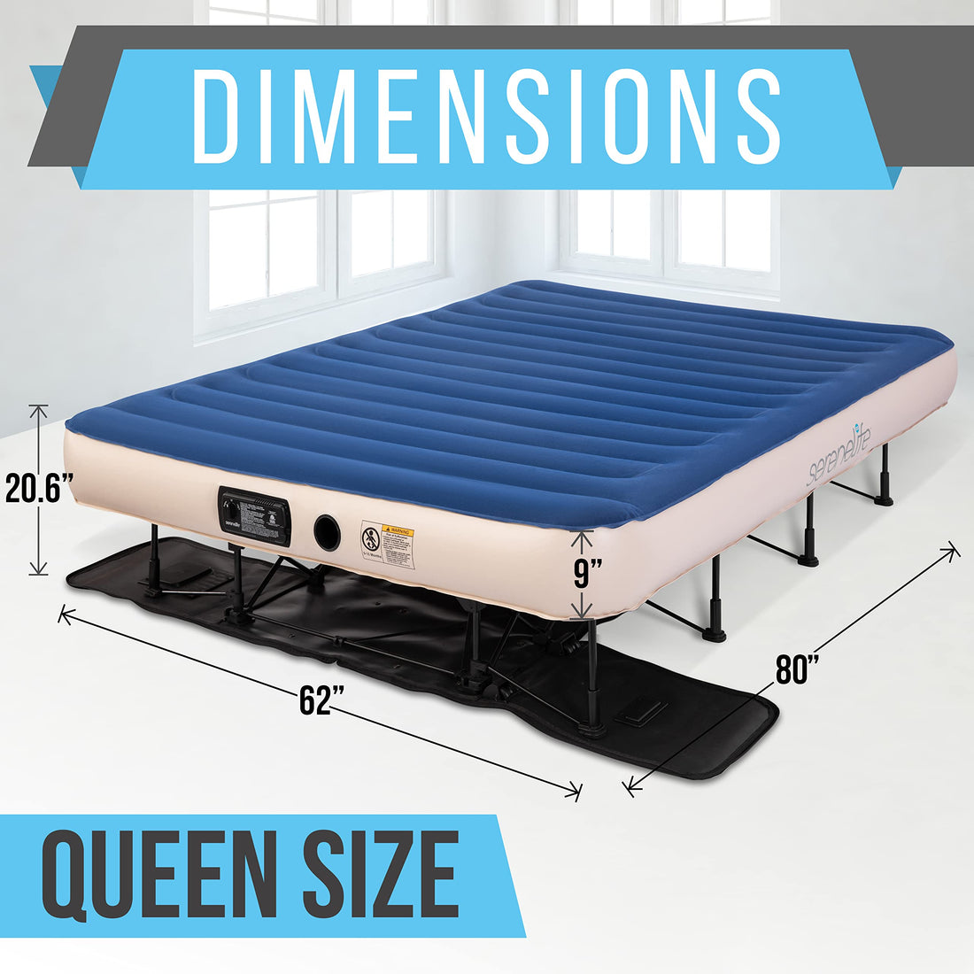 SereneLife EZ Bed Twin Air Mattress with Frame