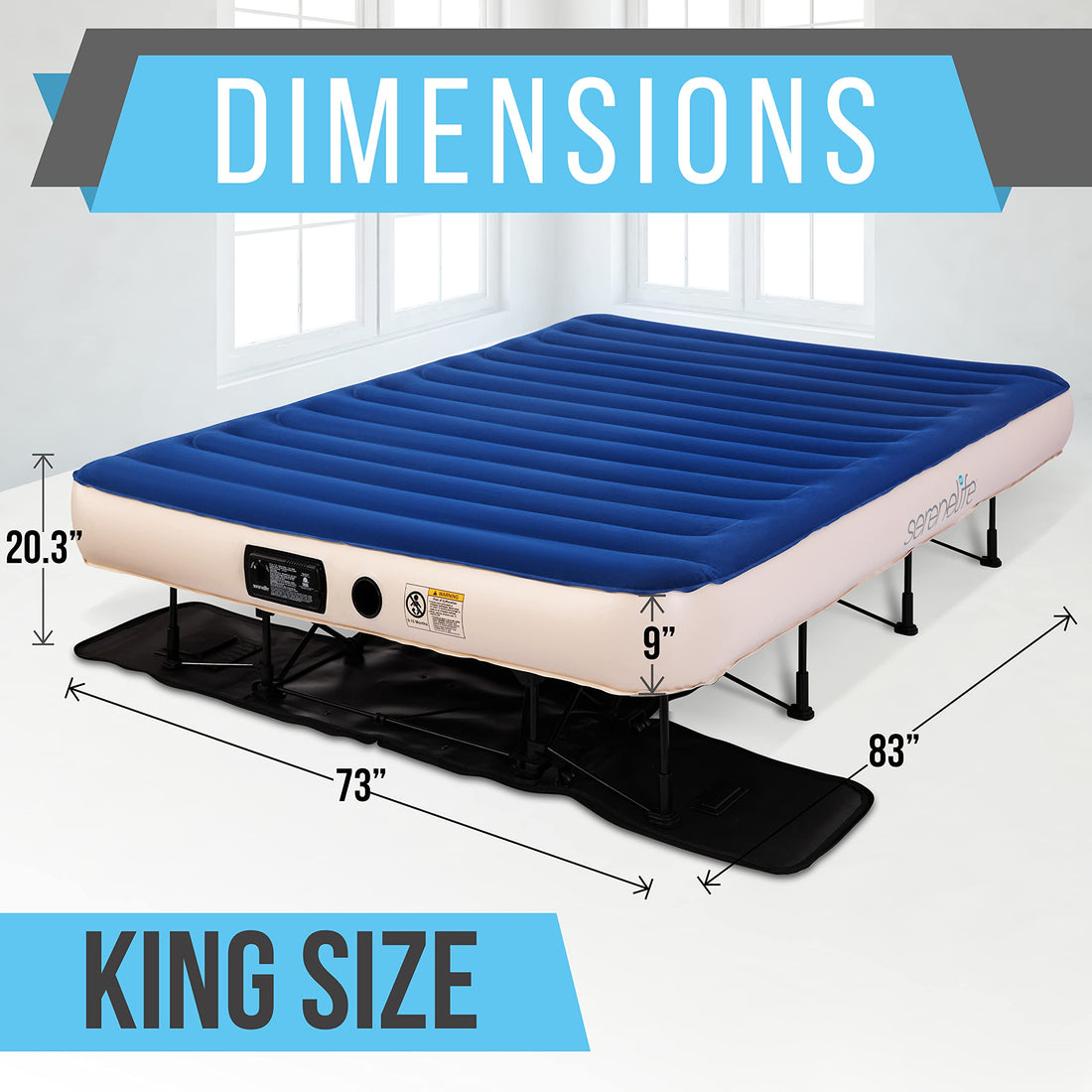 SereneLife EZ Bed Twin Air Mattress with Frame